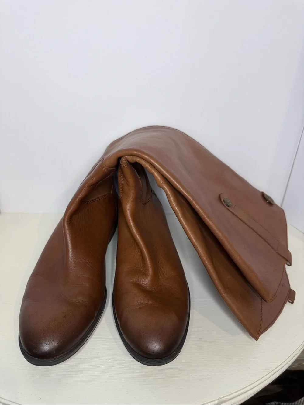 Sam Edelman Vintage-Inspired  Leather Tall Riding Boots Cognac Brown Size 9.5